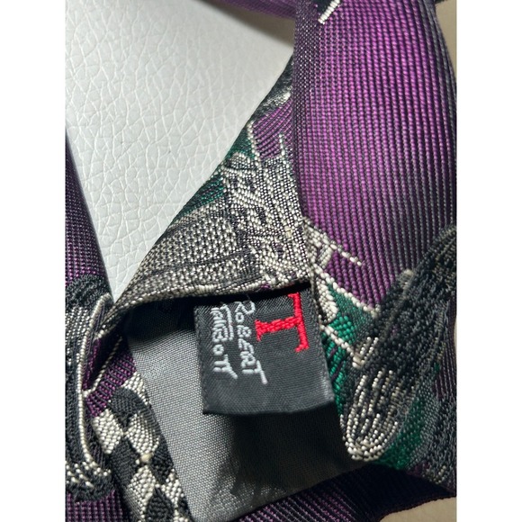 Vintage ROBERT TALBOT Mens Silk‎ Tie Checker Flag Race Car Automotive Necktie 4" - Picture 4 of 5